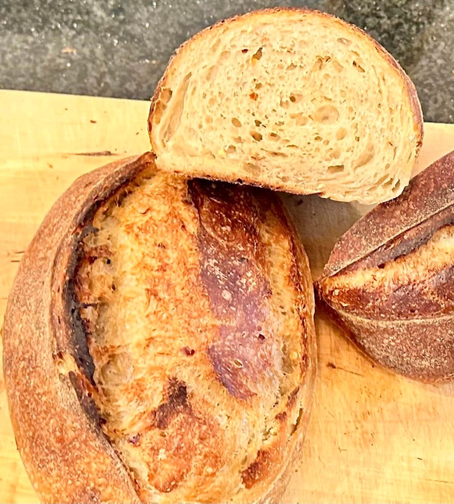 Hot Honey Sourdough with golden crumb and rustic crust.