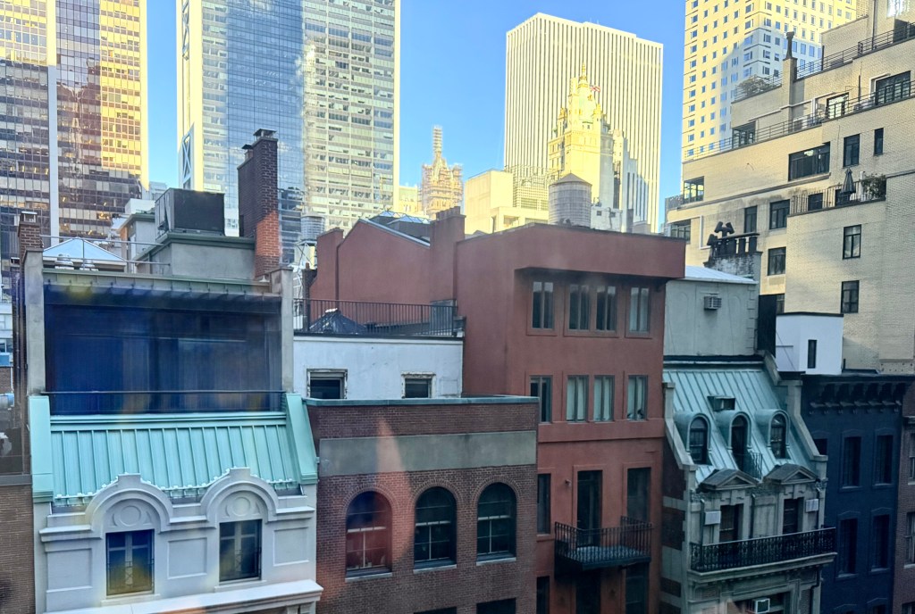 An eclectic mix of late 19th and early 20th century architecture among modern skyscrapers in New York City.